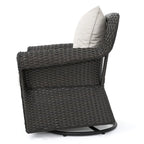Ensemble de 4 fauteuils pivotants de jardin en osier et aluminium avec foyer carré Venti Outdoor par Christopher Knight Home