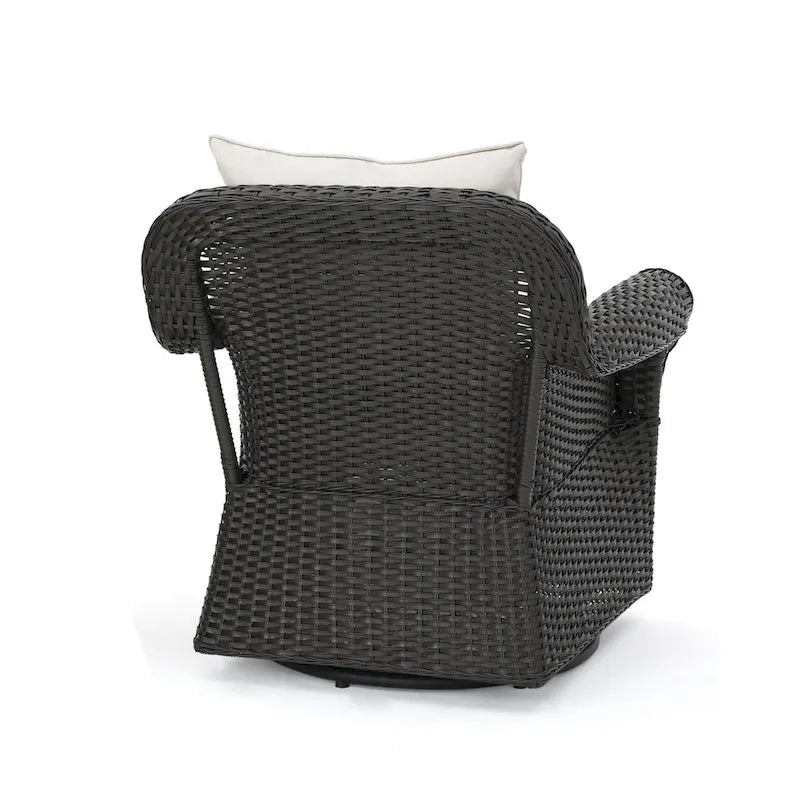 Ensemble de 4 fauteuils pivotants de jardin en osier et aluminium avec foyer carré Venti Outdoor par Christopher Knight Home