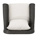 Ensemble de 4 fauteuils pivotants de jardin en osier et aluminium avec foyer carré Venti Outdoor par Christopher Knight Home