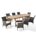 Ensemble de salle à manger d'extérieur 9 pièces Algoma Wood and Wicker par Christopher Knight Home