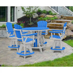 OS Home and Office Five Piece Round Counter Height Dining Set in Blue on a White Base