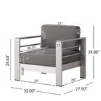 Ensemble de conversation en aluminium 5 places d'extérieur Cape Coral avec 2 tables d'appoint par Christopher Knight Home