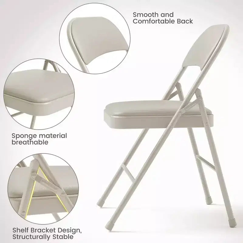 Chaises pliantes lot de 2/4, chaises pliantes rembourrées en PU avec cadre métallique supportant jusqu'à 158 kg