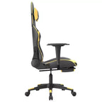 vidaXL Chaise de massage gaming en similicuir noir et doré avec repose-pieds, dossier réglable et design pivotant, un confort robuste et élégant pour les joueurs