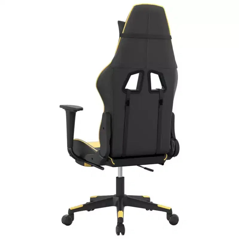 vidaXL Chaise de massage gaming en similicuir noir et doré avec repose-pieds, dossier réglable et design pivotant, un confort robuste et élégant pour les joueurs