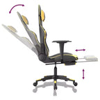 vidaXL Chaise de massage gaming en similicuir noir et doré avec repose-pieds, dossier réglable et design pivotant, un confort robuste et élégant pour les joueurs
