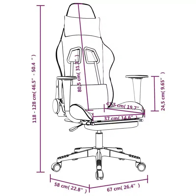 vidaXL Chaise de massage gaming en similicuir noir et doré avec repose-pieds, dossier réglable et design pivotant, un confort robuste et élégant pour les joueurs