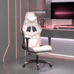 vidaXL Fauteuil de jeu avec repose-pieds, blanc et rose, similicuir