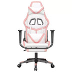 vidaXL Fauteuil de jeu avec repose-pieds, blanc et rose, similicuir