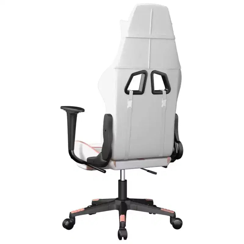 vidaXL Fauteuil de jeu avec repose-pieds, blanc et rose, similicuir