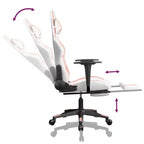 vidaXL Fauteuil de jeu avec repose-pieds, blanc et rose, similicuir