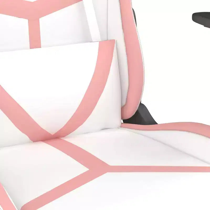 vidaXL Fauteuil de jeu avec repose-pieds, blanc et rose, similicuir