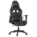 vidaXL Chaise de jeu avec repose-pieds, noir et camouflage, similicuir