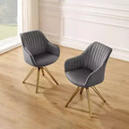 Fauteuil d'appoint pivotant à 360° HOMLUX Pyramid, style milieu de siècle, revêtu de velours confortable - Pieds plaqués or pour chambre, bureau, salle à manger