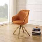 Fauteuil d'appoint pivotant à 360° HOMLUX Pyramid, style milieu de siècle, revêtu de velours confortable - Pieds plaqués or pour chambre, bureau, salle à manger