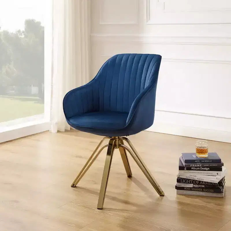 Fauteuil d'appoint pivotant à 360° HOMLUX Pyramid, style milieu de siècle, revêtu de velours confortable - Pieds plaqués or pour chambre, bureau, salle à manger