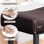 Whizmax Lot de 2 tabourets de bar sans dossier de 24 pouces, tabourets de bar rembourrés à hauteur de comptoir avec surface incurvée, pieds et repose-pieds en métal