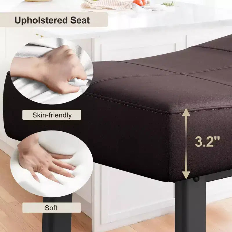 Whizmax Lot de 2 tabourets de bar sans dossier de 24 pouces, tabourets de bar rembourrés à hauteur de comptoir avec surface incurvée, pieds et repose-pieds en métal