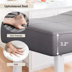 Whizmax Lot de 2 tabourets de bar sans dossier de 24 pouces, tabourets de bar rembourrés à hauteur de comptoir avec surface incurvée, pieds et repose-pieds en métal