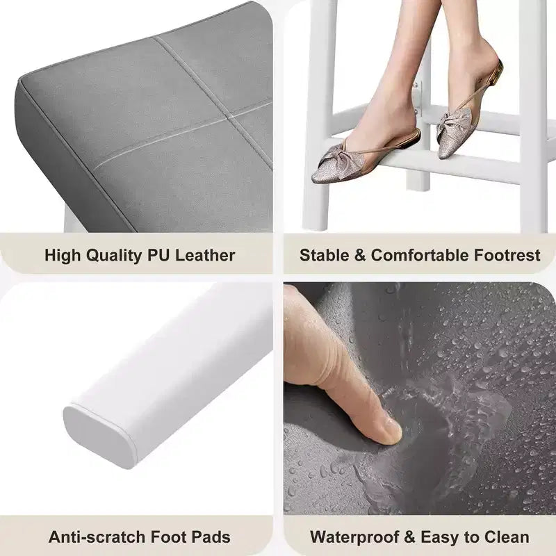 Whizmax Lot de 2 tabourets de bar sans dossier de 24 pouces, tabourets de bar rembourrés à hauteur de comptoir avec surface incurvée, pieds et repose-pieds en métal