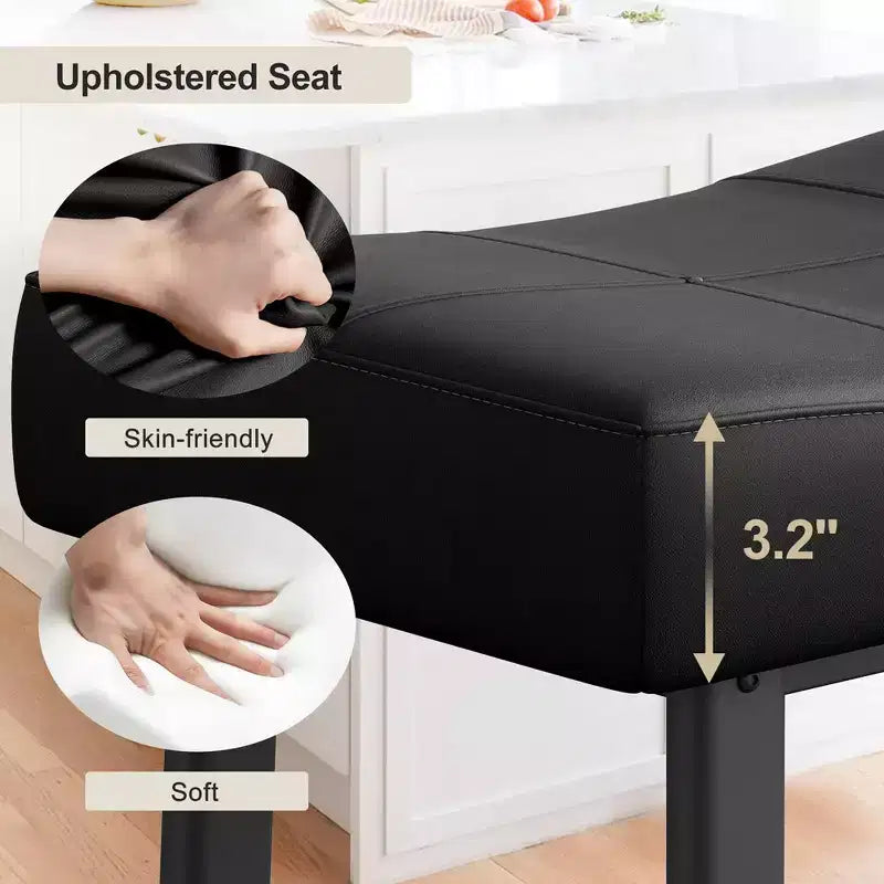 Whizmax Lot de 2 tabourets de bar sans dossier de 24 pouces, tabourets de bar rembourrés à hauteur de comptoir avec surface incurvée, pieds et repose-pieds en métal