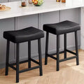 Whizmax 24 Inch Backless Saddle Barstools Set of 2, Counter Height Upholstered Padded Barstools with Curved Surface, Metal Leg and Footrest