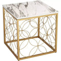 Studio 55D Karin Modern Glam Square Accent Side End Table 17 Wide Gold White Faux Marble Tabletop for Living Room Bedroom Bedside