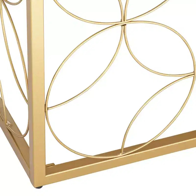 Table d'appoint Studio 55D Karin Modern Glam carrée 17 po de large, dessus en marbre artificiel blanc et or pour salon, chambre à coucher, chevet