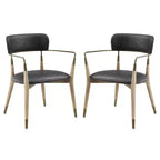 HOMLUX Lot de 2 chaises de salle à manger d'appoint rembourrées avec accoudoirs et dossier incurvé
