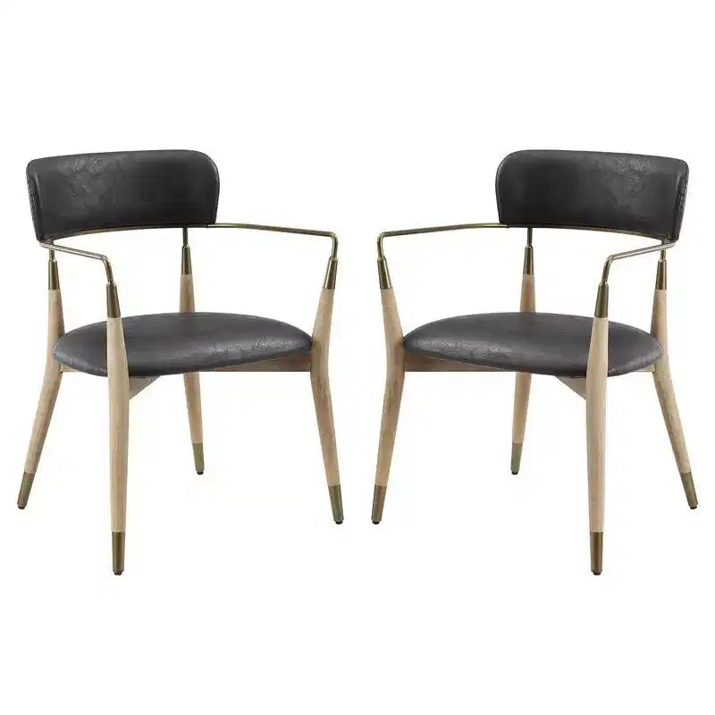 HOMLUX Lot de 2 chaises de salle à manger d'appoint rembourrées avec accoudoirs et dossier incurvé