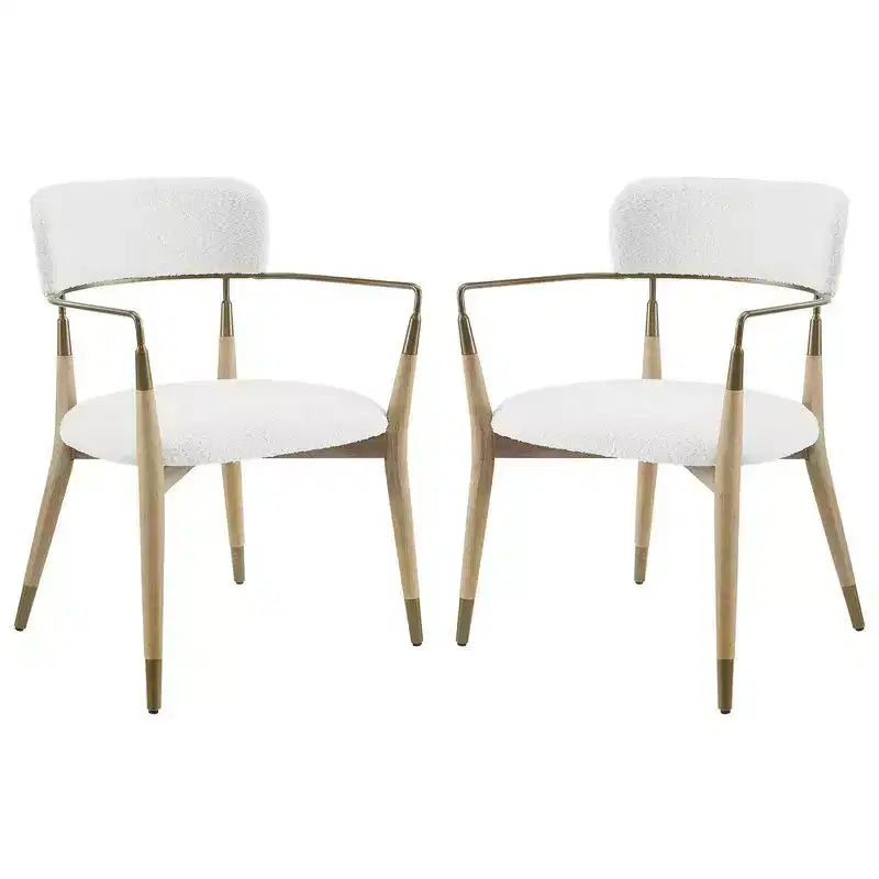 HOMLUX Lot de 2 chaises de salle à manger d'appoint rembourrées avec accoudoirs et dossier incurvé
