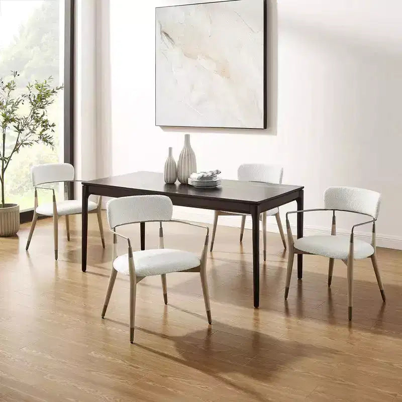 HOMLUX Lot de 2 chaises de salle à manger d'appoint rembourrées avec accoudoirs et dossier incurvé