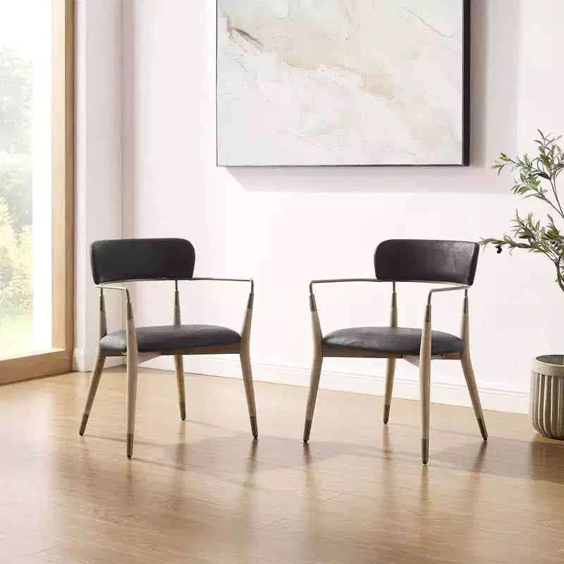 HOMLUX Lot de 2 chaises de salle à manger d'appoint rembourrées avec accoudoirs et dossier incurvé