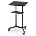 Costway 1/2 PCS Pupitre mobile avec plateau de rangement inclinable et roulettes verrouillables Noir