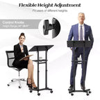 Costway 1/2 PCS Pupitre mobile avec plateau de rangement inclinable et roulettes verrouillables Noir
