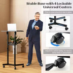 Costway 1/2 PCS Pupitre mobile avec plateau de rangement inclinable et roulettes verrouillables Noir