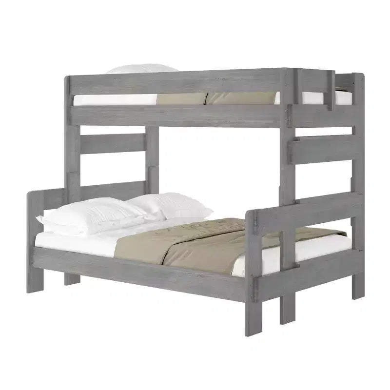 Lit superposé jumeau sur double en bois massif de style campagnard Plank+Beam