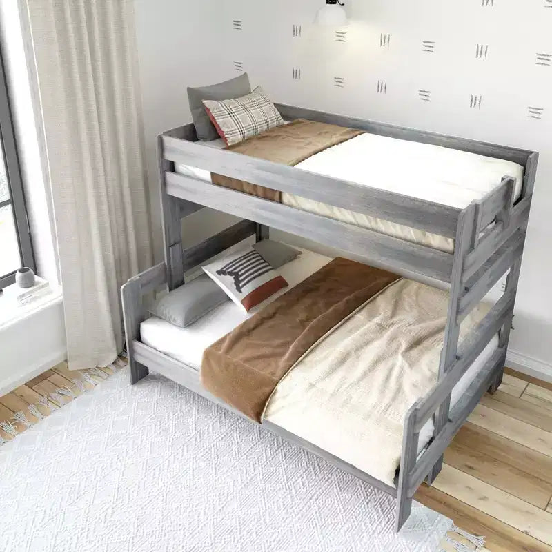 Lit superposé jumeau sur double en bois massif de style campagnard Plank+Beam