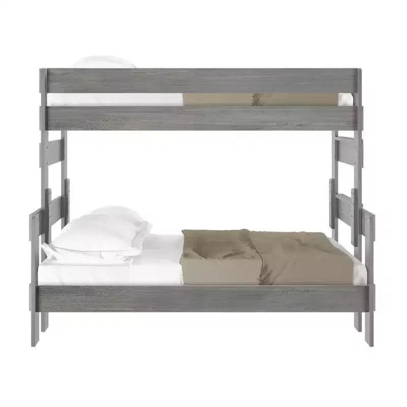 Lit superposé jumeau sur double en bois massif de style campagnard Plank+Beam