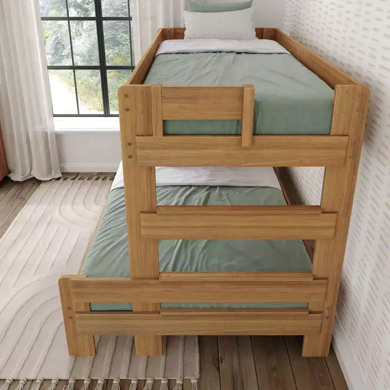 Lit superposé jumeau sur double en bois massif de style campagnard Plank+Beam