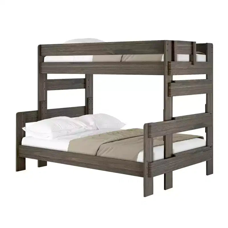 Lit superposé jumeau sur double en bois massif de style campagnard Plank+Beam