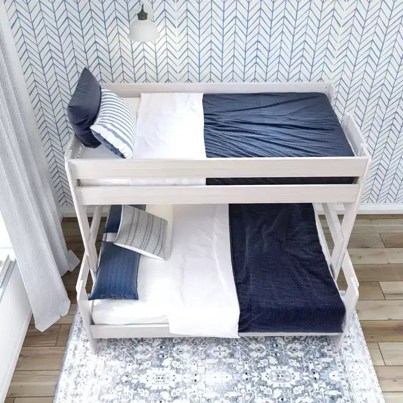Lit superposé jumeau sur double en bois massif de style campagnard Plank+Beam