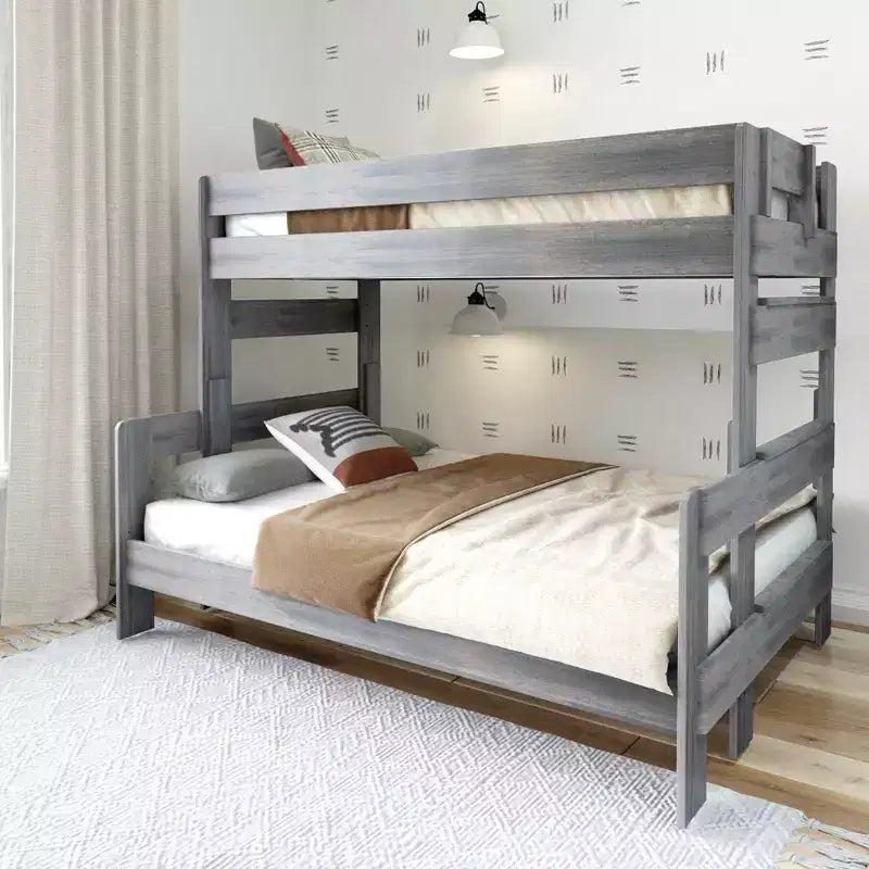 Lit superposé jumeau sur double en bois massif de style campagnard Plank+Beam