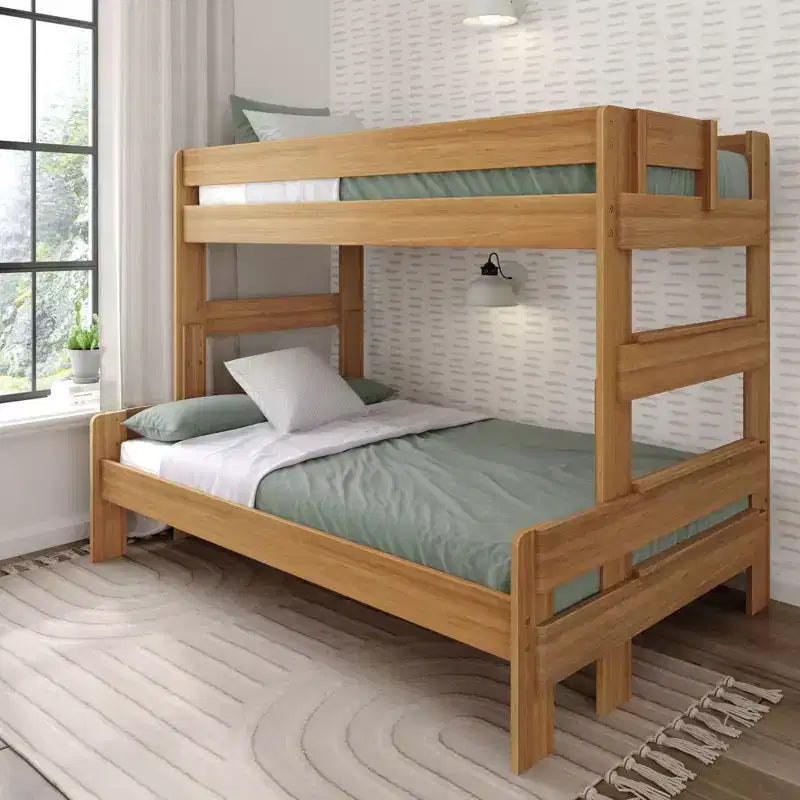 Lit superposé jumeau sur double en bois massif de style campagnard Plank+Beam