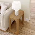 Table d'appoint rectangulaire Plank+Beam avec étagère, Table d'appoint fine pour salon