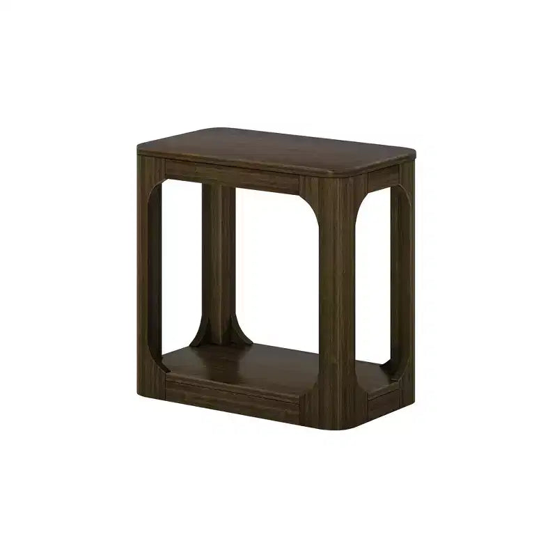 Table d'appoint rectangulaire Plank+Beam avec étagère, Table d'appoint fine pour salon