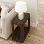 Table d'appoint rectangulaire Plank+Beam avec étagère, Table d'appoint fine pour salon