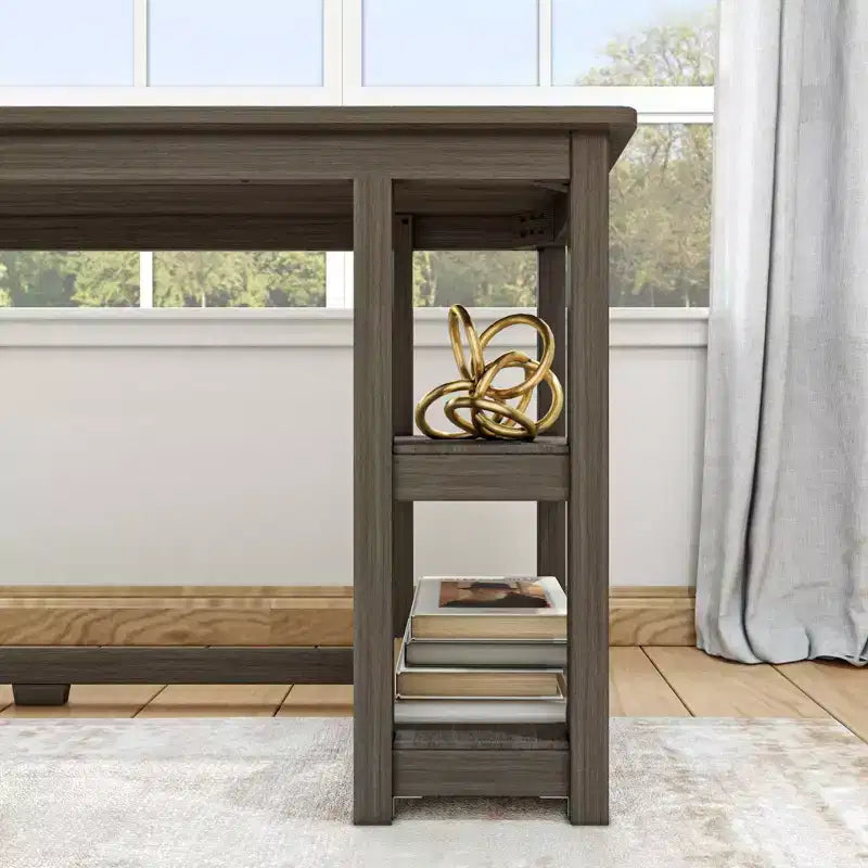 Bureau d'angle en bois massif Plank+Beam avec étagères de rangement pour bureau à domicile, jeux vidéo et ordinateur