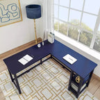 Bureau d'angle en bois massif Plank+Beam avec étagères de rangement pour bureau à domicile, jeux vidéo et ordinateur