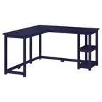Bureau d'angle en bois massif Plank+Beam avec étagères de rangement pour bureau à domicile, jeux vidéo et ordinateur